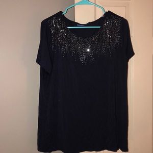 Navy Blue Apt top with sequins XL